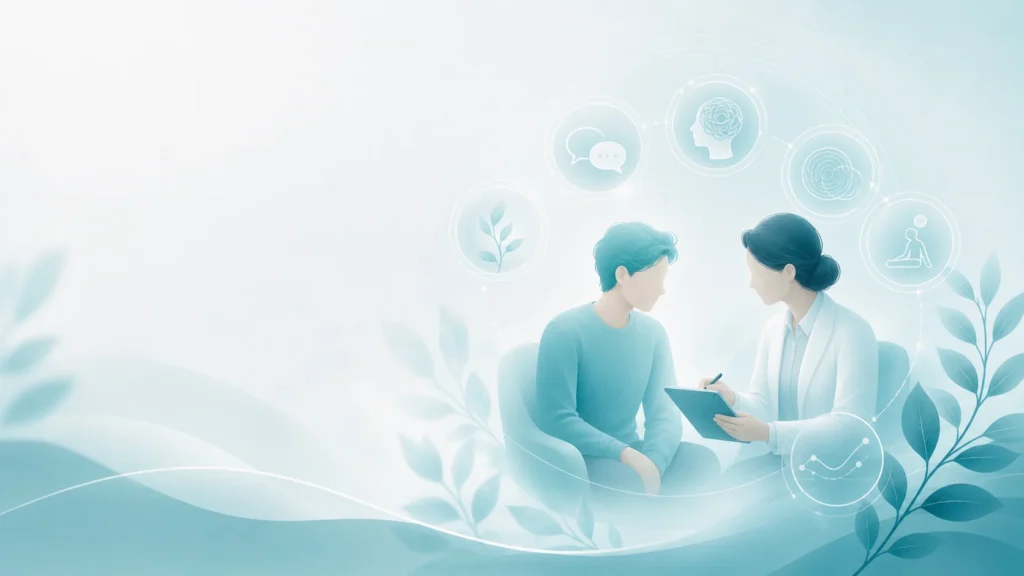 OKB taraması ile uzman değerlendirmesi arasındaki farkı gösteren klinik görüşme illüstrasyonu